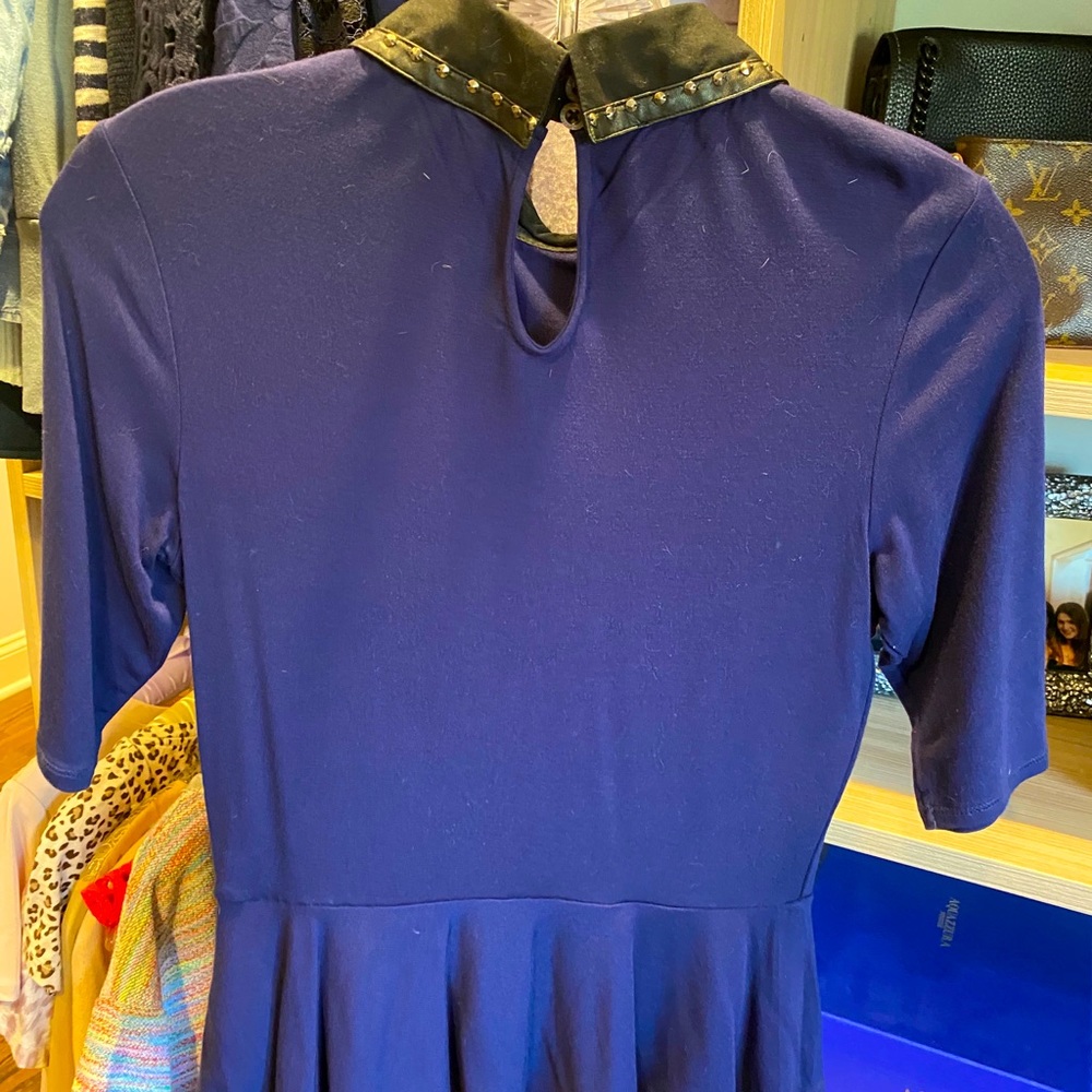 Karen Millen navy top with black studded collar